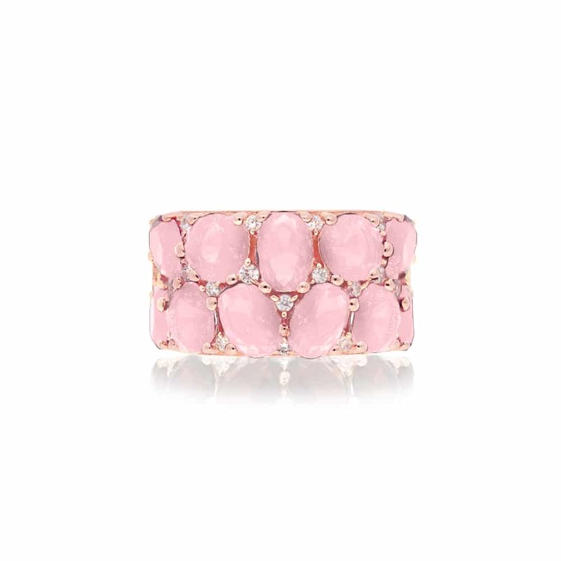 Bague Argent Rose Pierres Baroques Rose