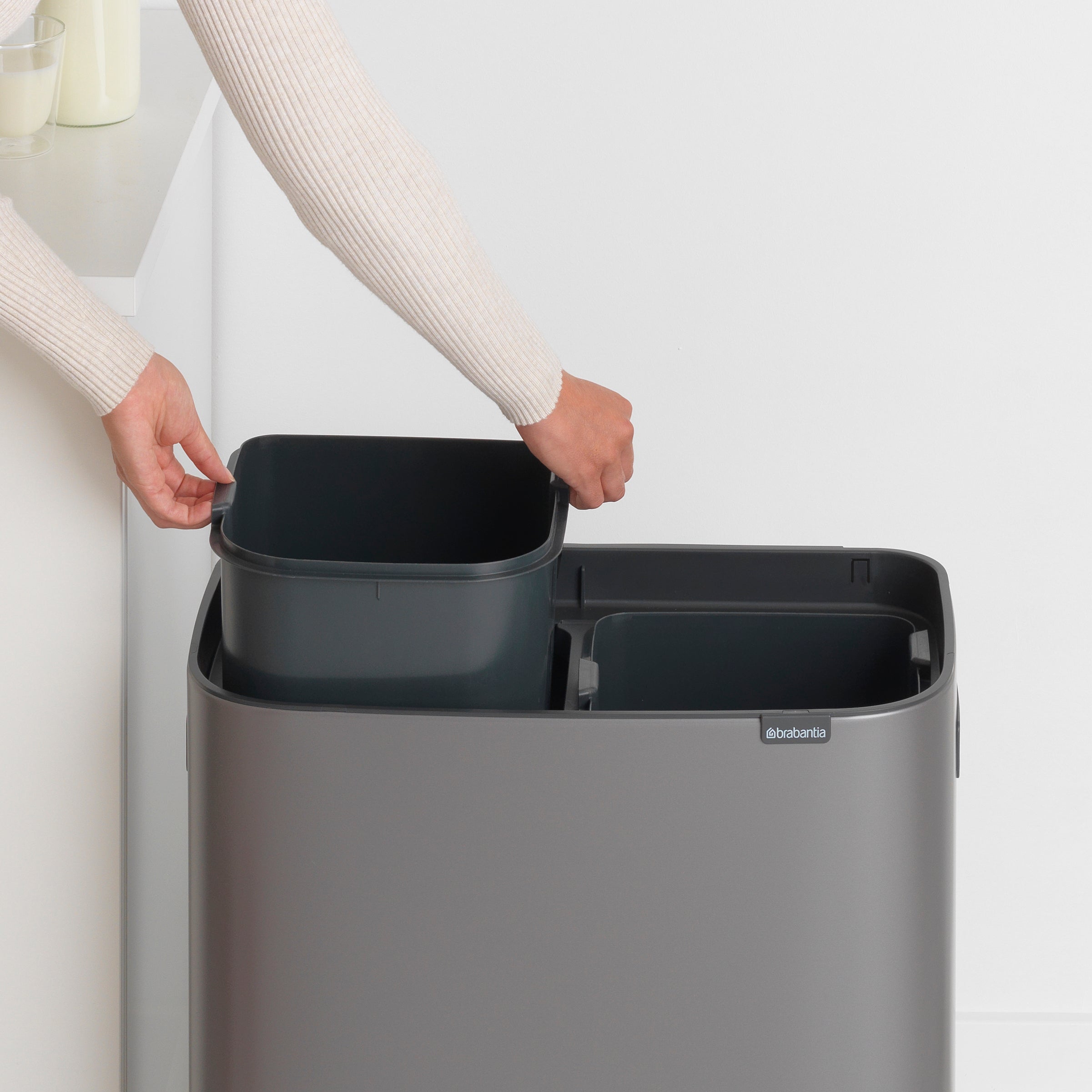 Brabantia Bo Touch Bin Afvalemmer 2 x 30 L - Platinum