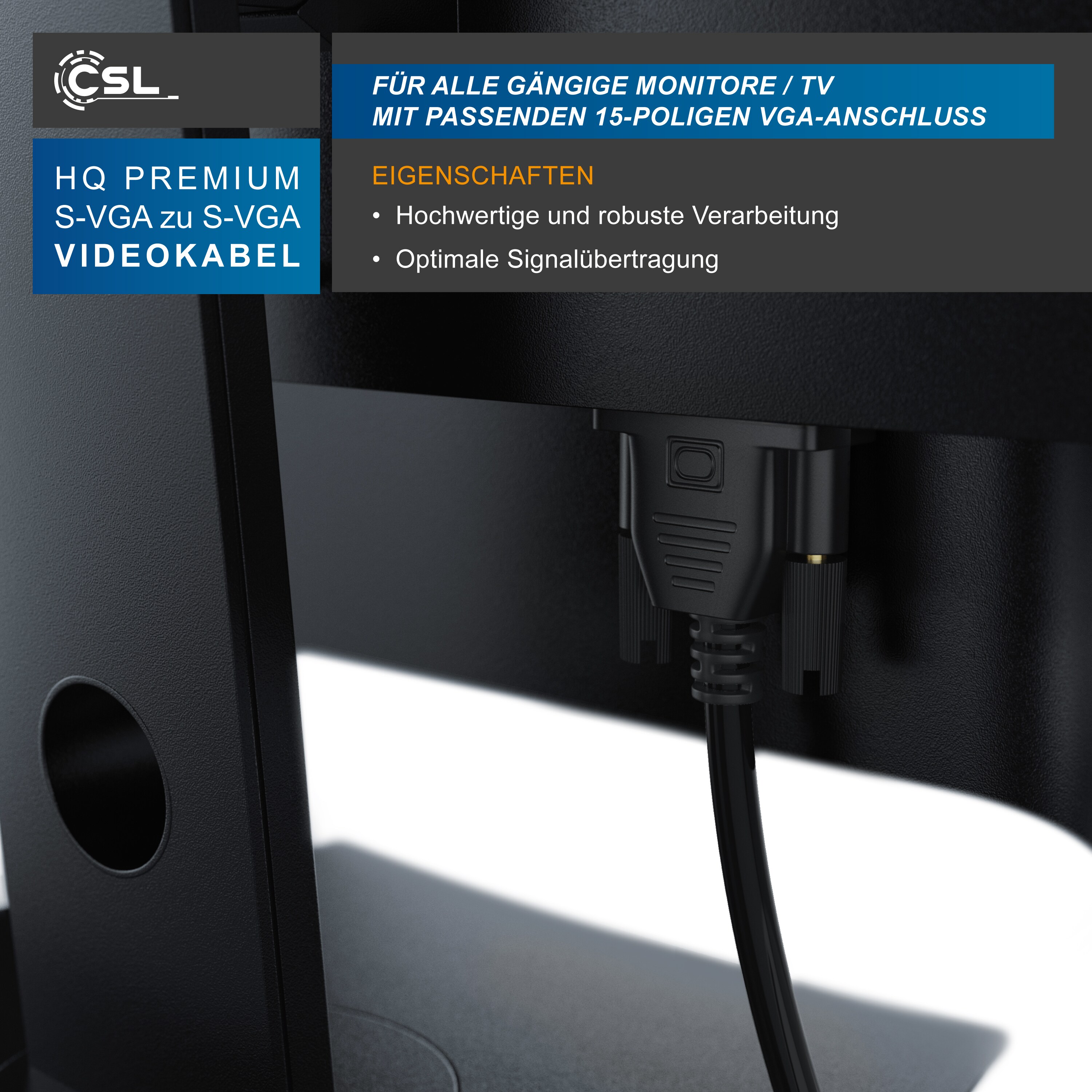 Primewire VGA Monitorkabel / 15-poliger Anschluss (D-Sub) - S-VGA zu S-VGA Videokabel mit 1080p - 3m