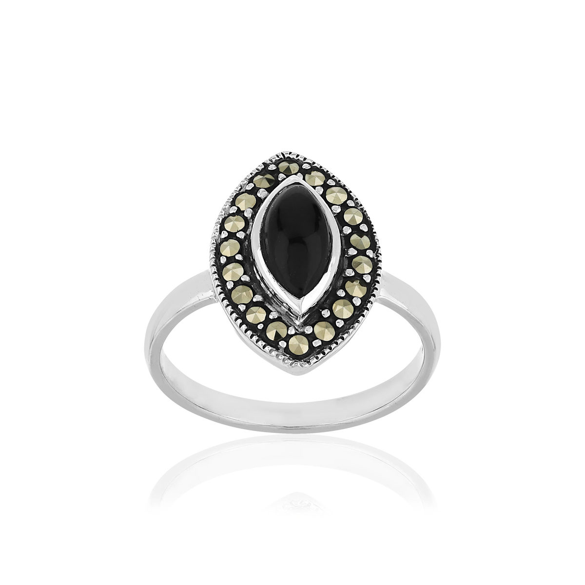 Bague argent 925 onyx marcassites