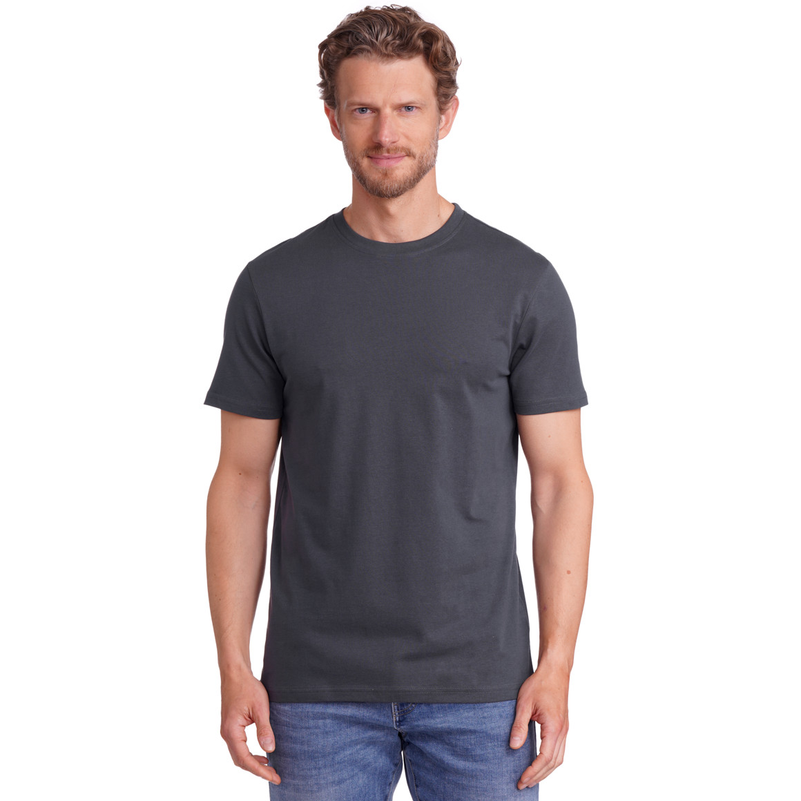 Famy 3 Herren T-Shirts im Basic-Look dunkelgrün / weiss / dunkelgrau