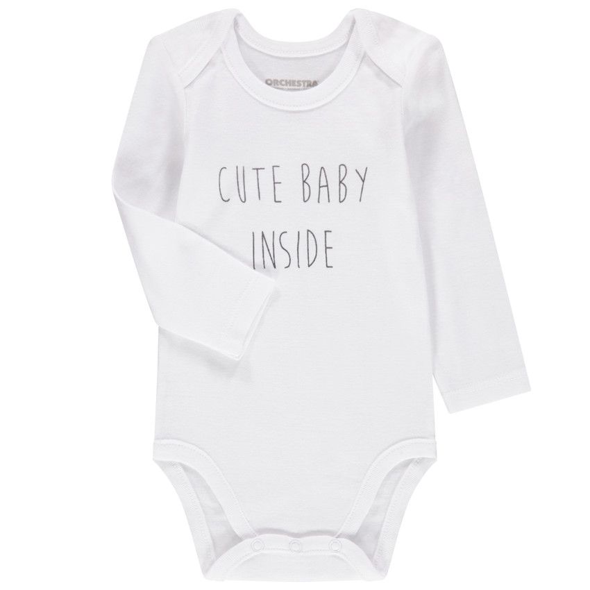 Lot de 7 bodies manches longues en coton bio à message - Blanc