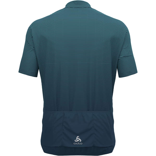 Maillot vélo ODLO MC ZIP INTEGRAL ESSENTIAL IMPRIM PORCELAIN - BLUE WING TEAL