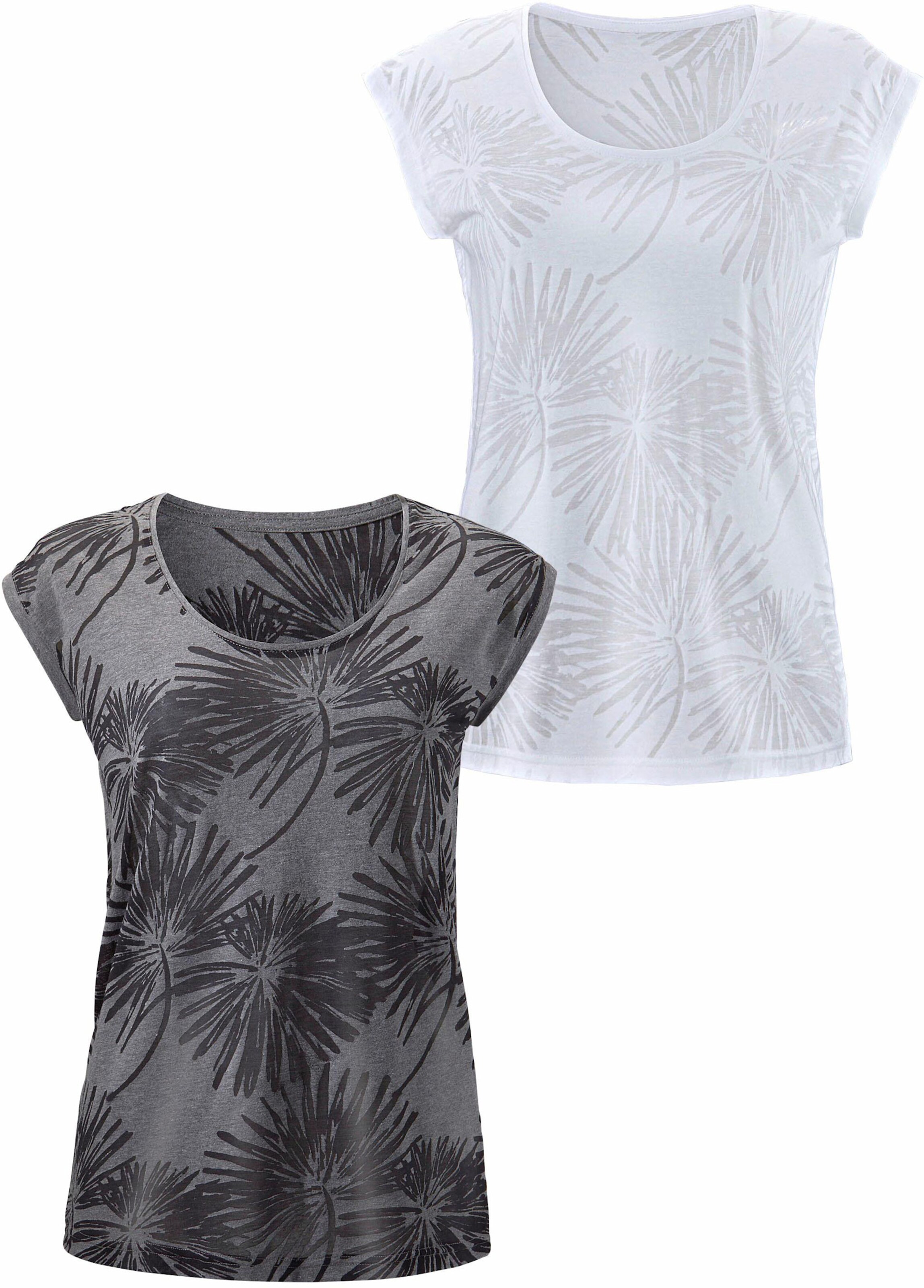 Beachtime Kurzarmshirt in grau, weiß