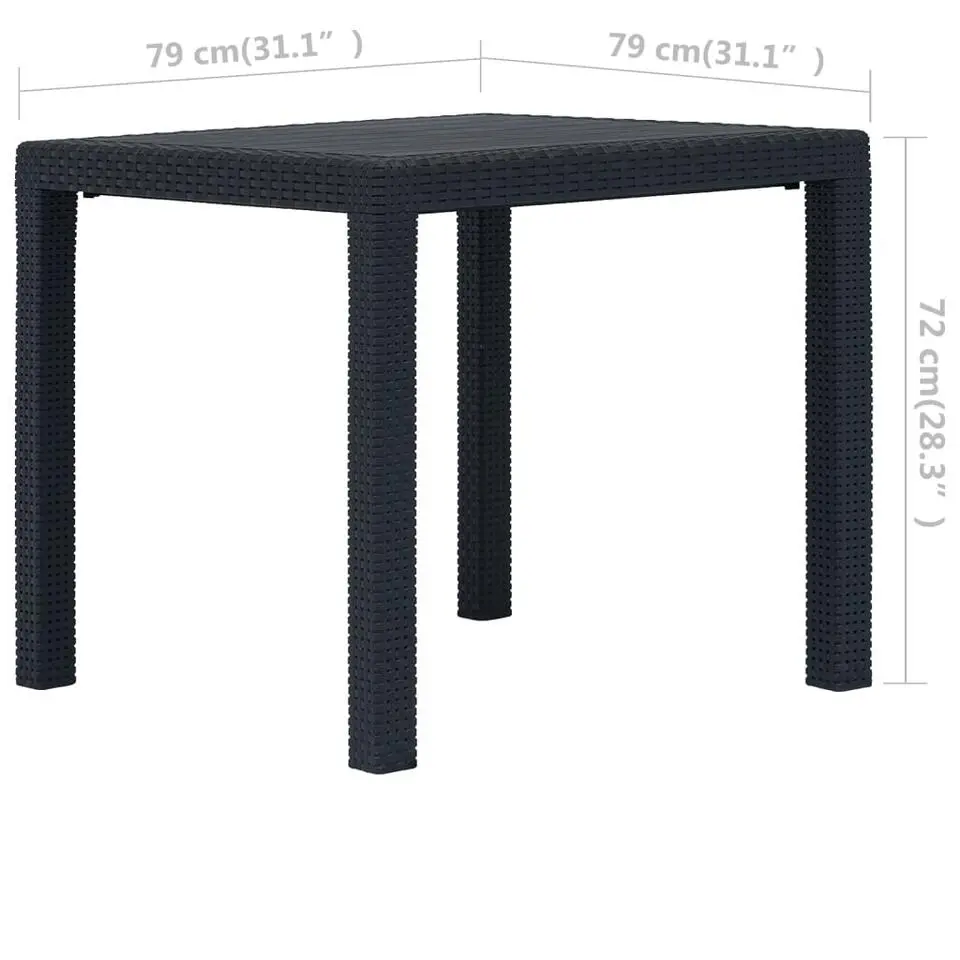 vidaXL - Tuintafel - Antraciet - Kunststof - 79 x 79 x 72 cm
