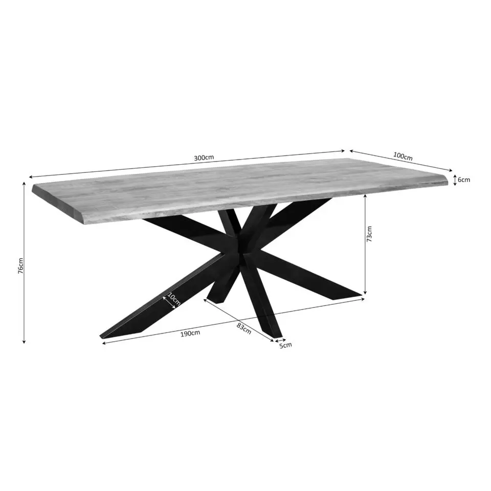 Starfurn - Boomstamtafel Denver - Bruin - 100x300x76 cm