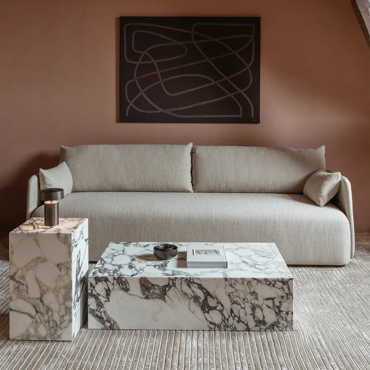 Audo - Offset Sofa, 2-Sitzer, gold (Audo Bouclé 06)