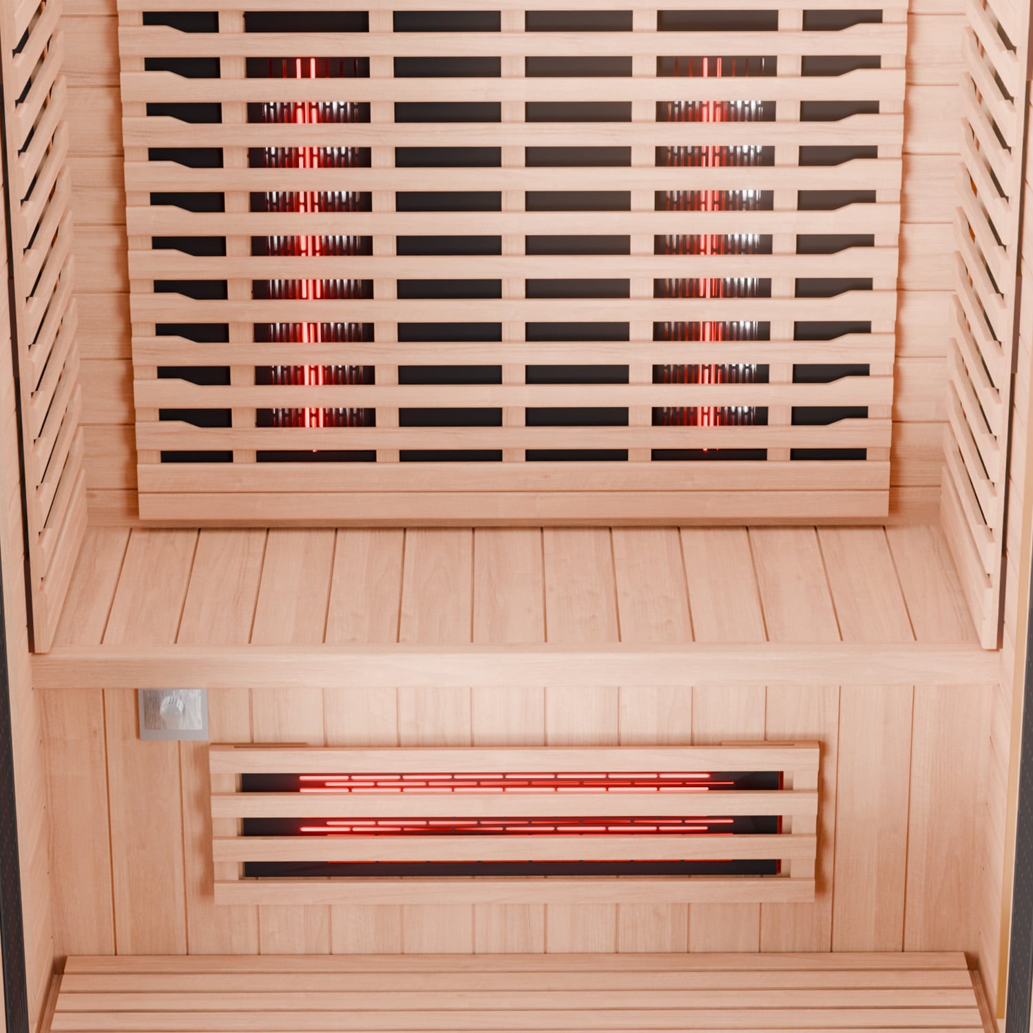 Dewello® Infrarotkabine Infrarotsauna KENORA 130x105 für 1-2 Personen aus Hemlockholz, Dual Therm
