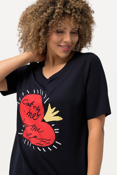 T-Shirt, Herz, V-Ausschnitt, Classic, Halbarm