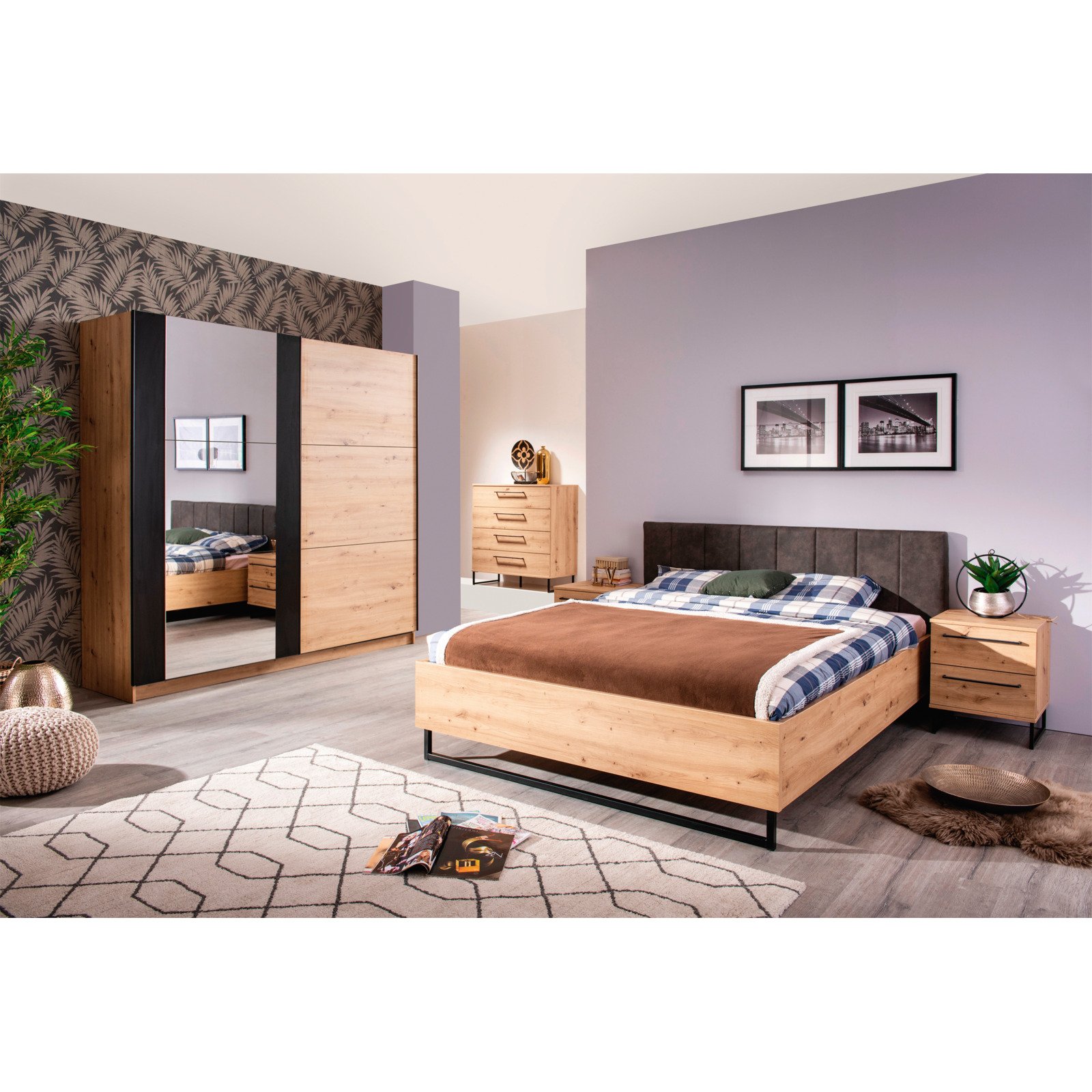 Bett Sardinia Melamin Eiche Artisan
