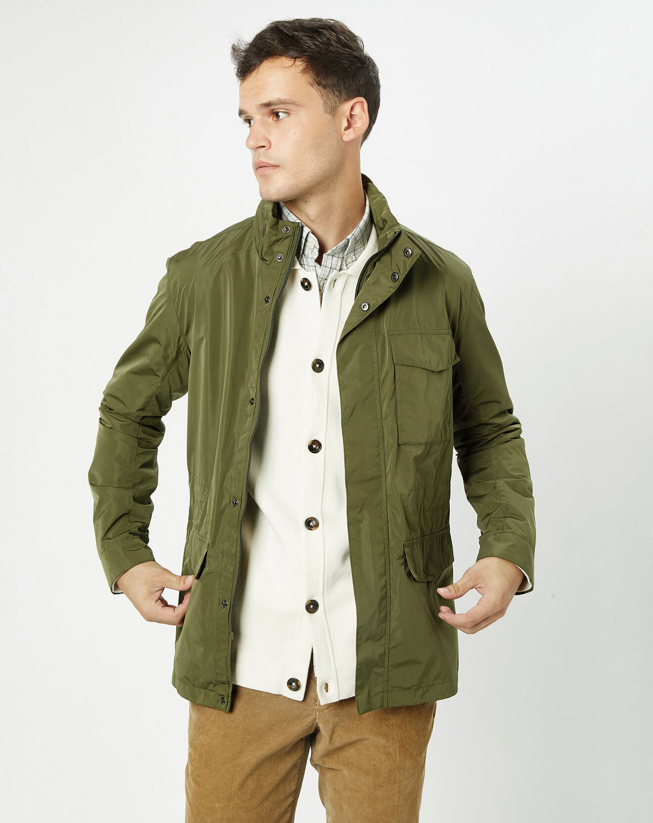 Hackett London Parka légère à capuche kaki