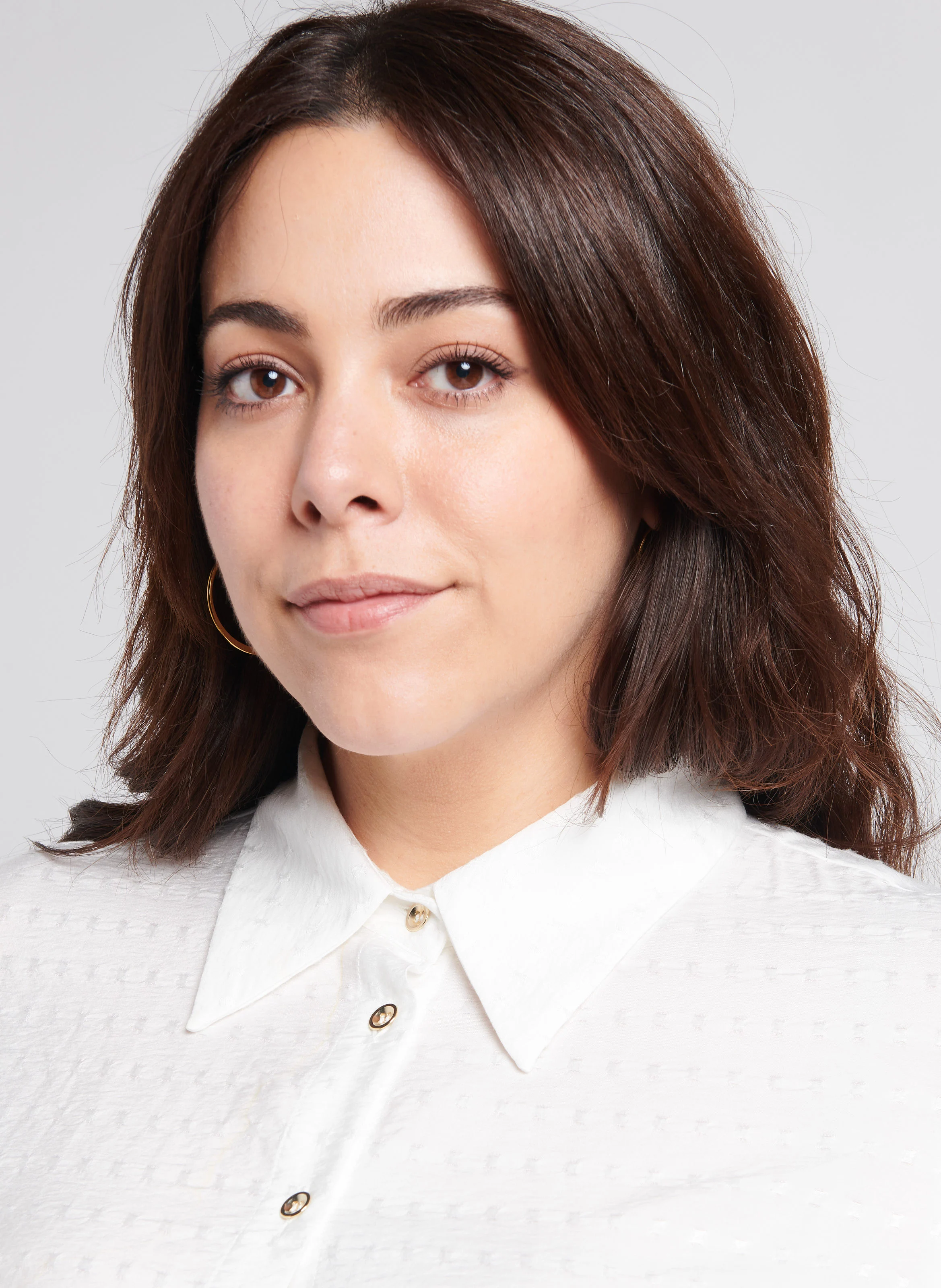 FALESIA - Chemise droite col italien à tissu texturé| Blanc