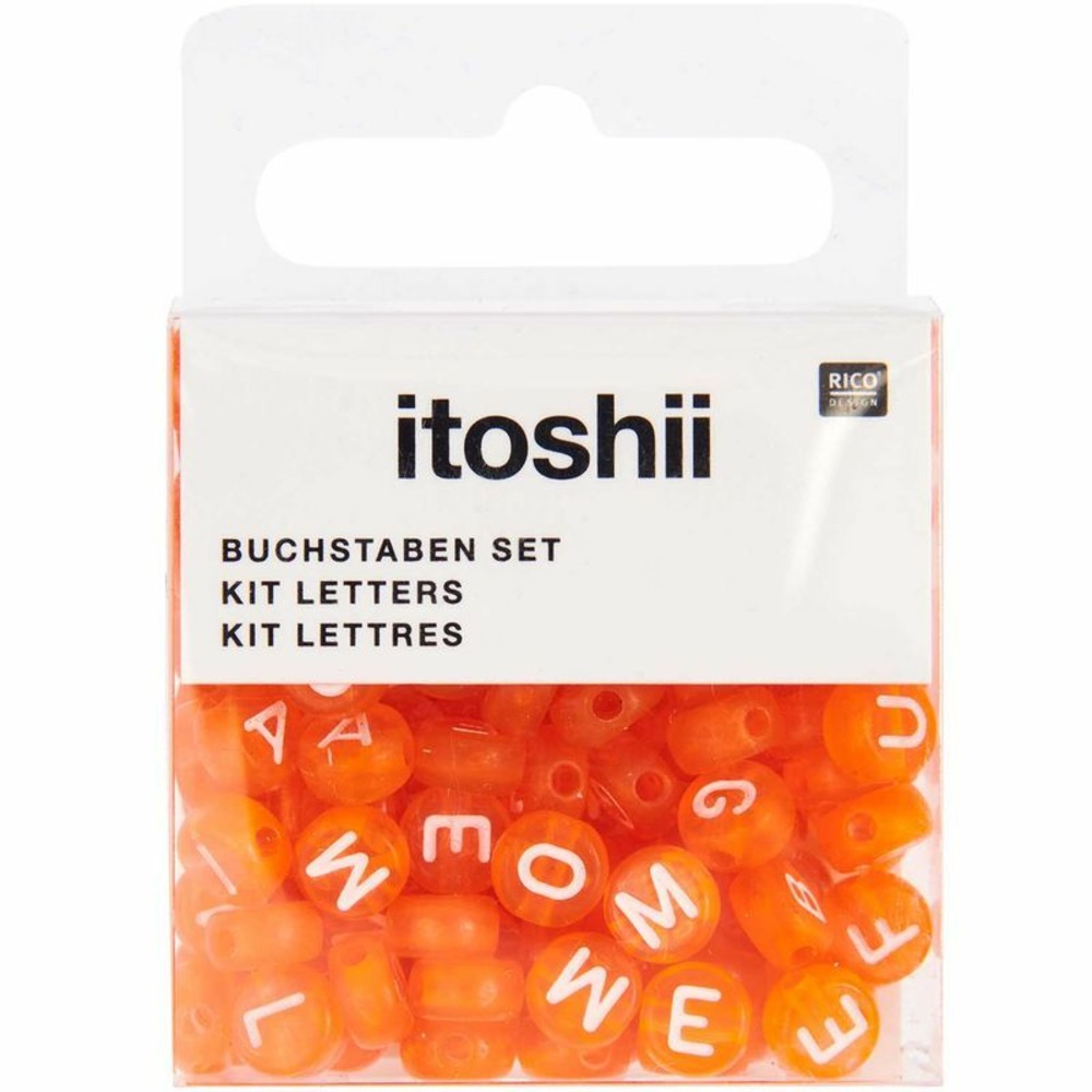 165 perles 5 x 7 mm - lettres rondes - orange