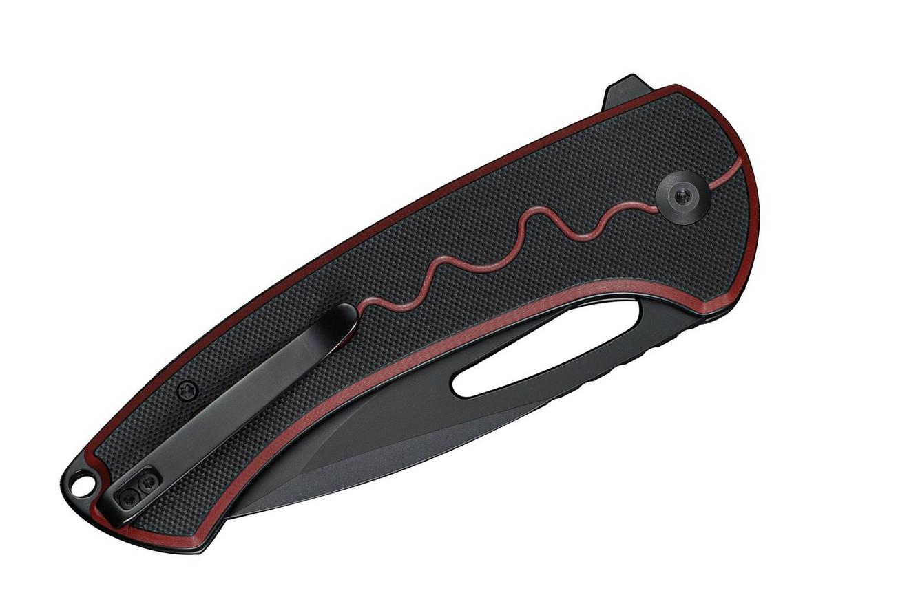 SENCUT Squiggy S24082A-3 Black Coating, Black/Burgundy G10, zakmes