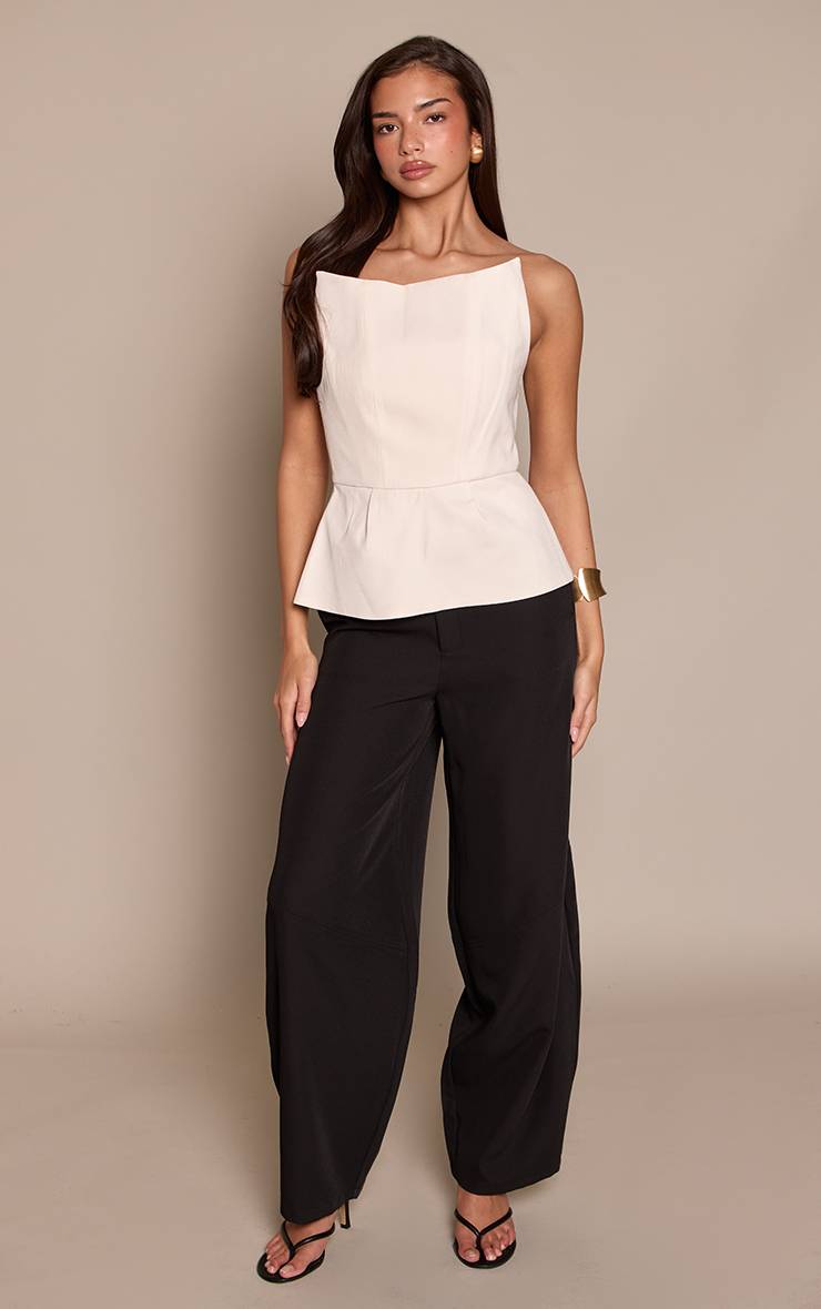 Crème Haut Bandeau Péplum Tissé Premium