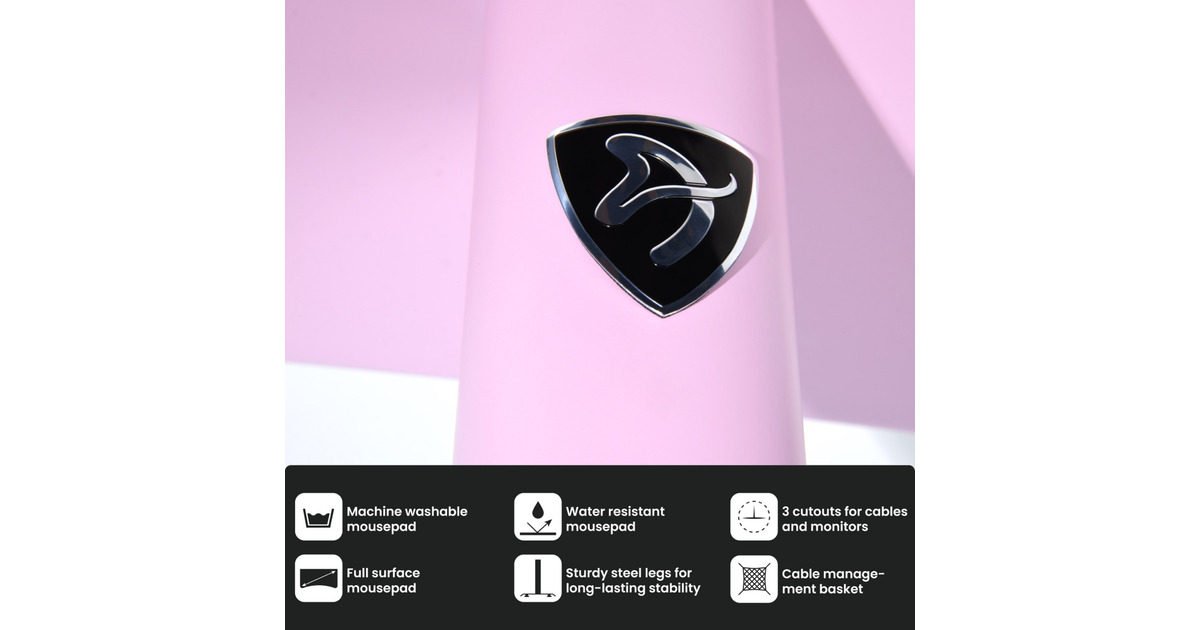 ArozziArena Medium Gaming Desk - Pink  (Roze)