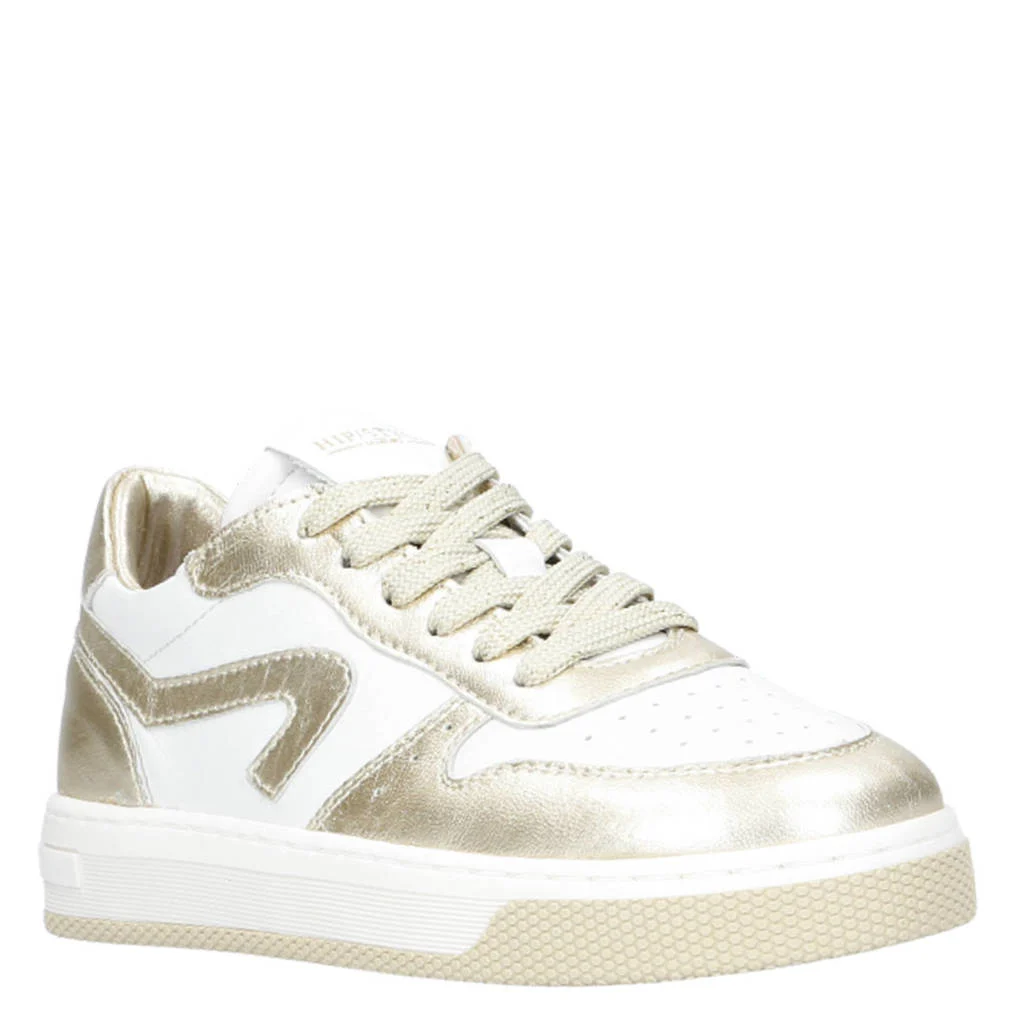 Hip leren sneakers wit/goud