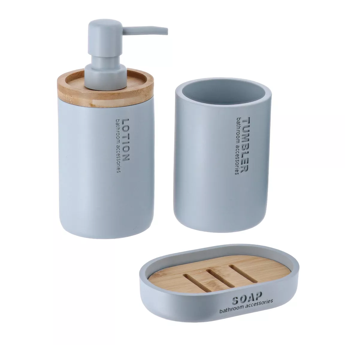 Set d'accessoires salle de bain Purebamboo Bleu clair
