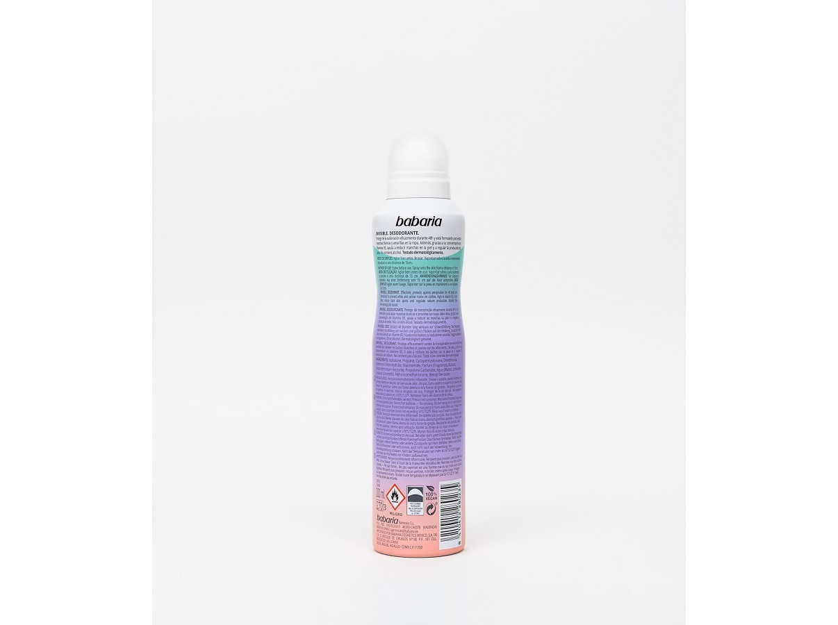 DESODORIZANTE SPRAY INVISÍVEL BABARIA 200 ML.