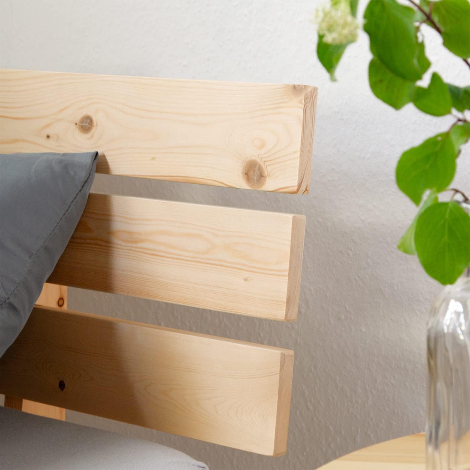 Homestyle4u 2191, Massivholzbett 90x200 mit Lattenrost Holzbett Natur Kiefer Holz Bett Bettgestell Einzelbett