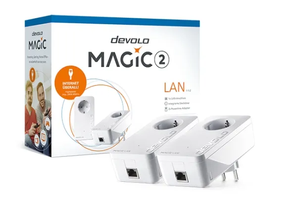 devolo Magic 2 LAN - Starter Kit - bro - - 1GbE, HomeGrid - kan sluttes til vægstik (pakke med 2)