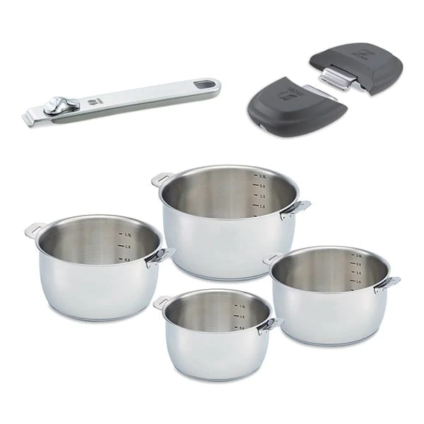 Lot 4 casseroles Select avec une poignée et 2 anses gris Beka