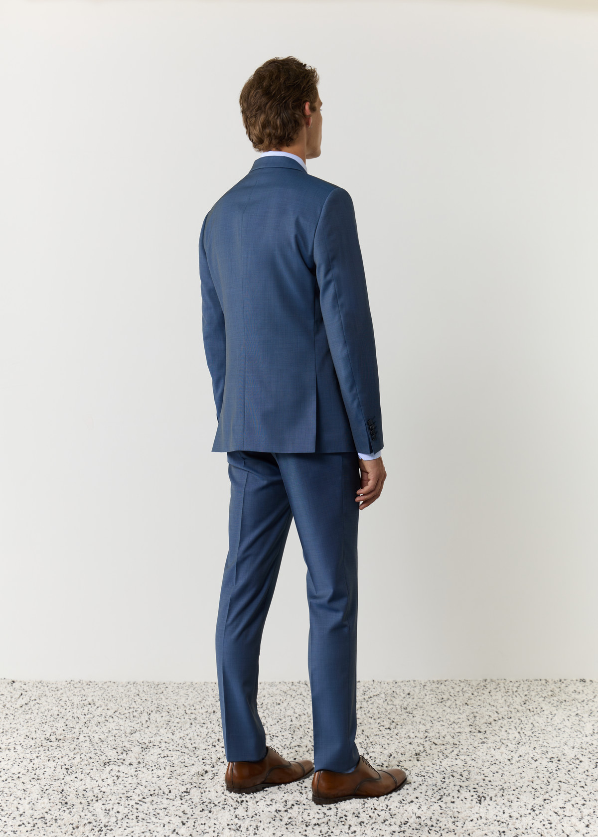 Costume 2 pièces Slim en laine unie bleu jeans