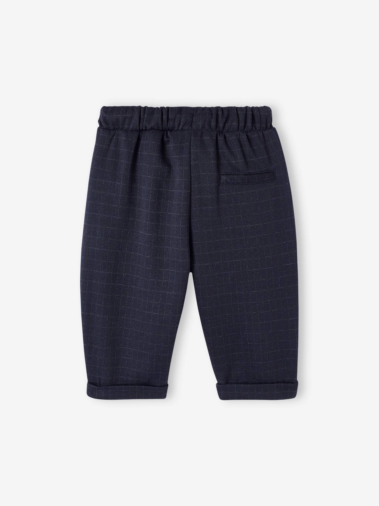 Calça xadrez azul-escura para bebê