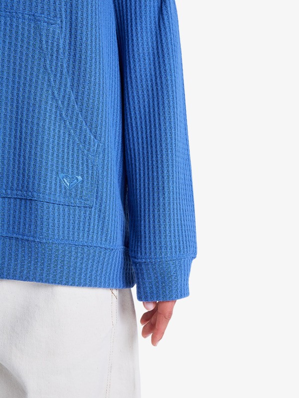 Ocean Drive Sweat à capuche oversize en tricot Bleu Femme