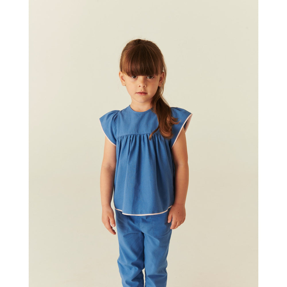 Køb COPENHAGEN COLORS Ocean Blue Comb. Bluse W. Contrast Piping