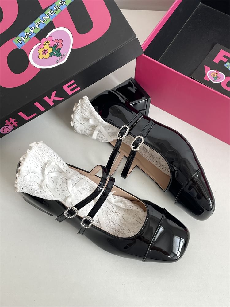 STEPUP - Mary Jane pumps met vierkante neus, dubbele band en dikke hak