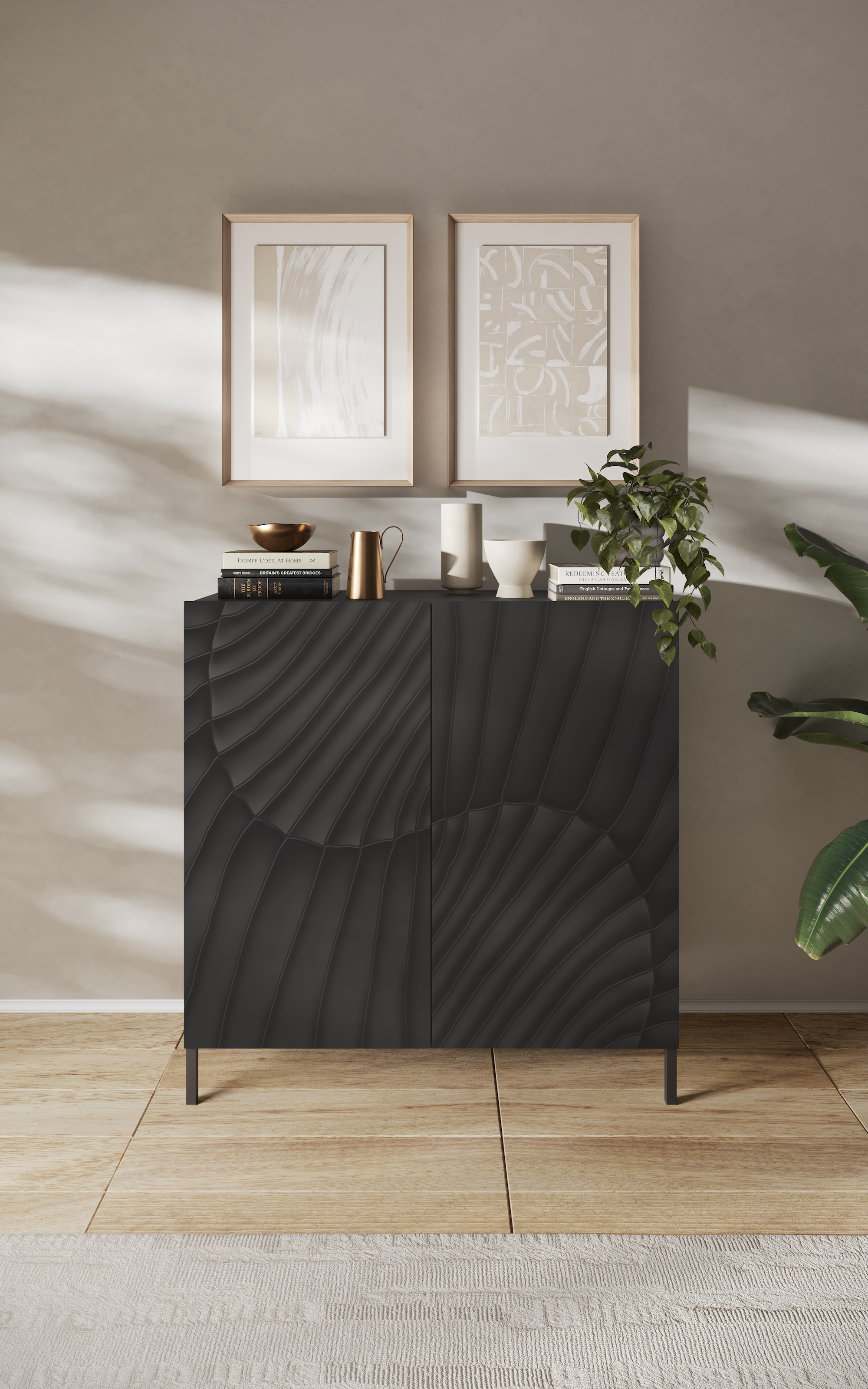 INOSIGN Highboard »Snake, Kommode, Anrichte, Stauraummöbel, Höhe 123 cm, Breite 121 cm« moderne Wohnmöbel, 2 Türen, viel Stauraum, stilvoll und funktional