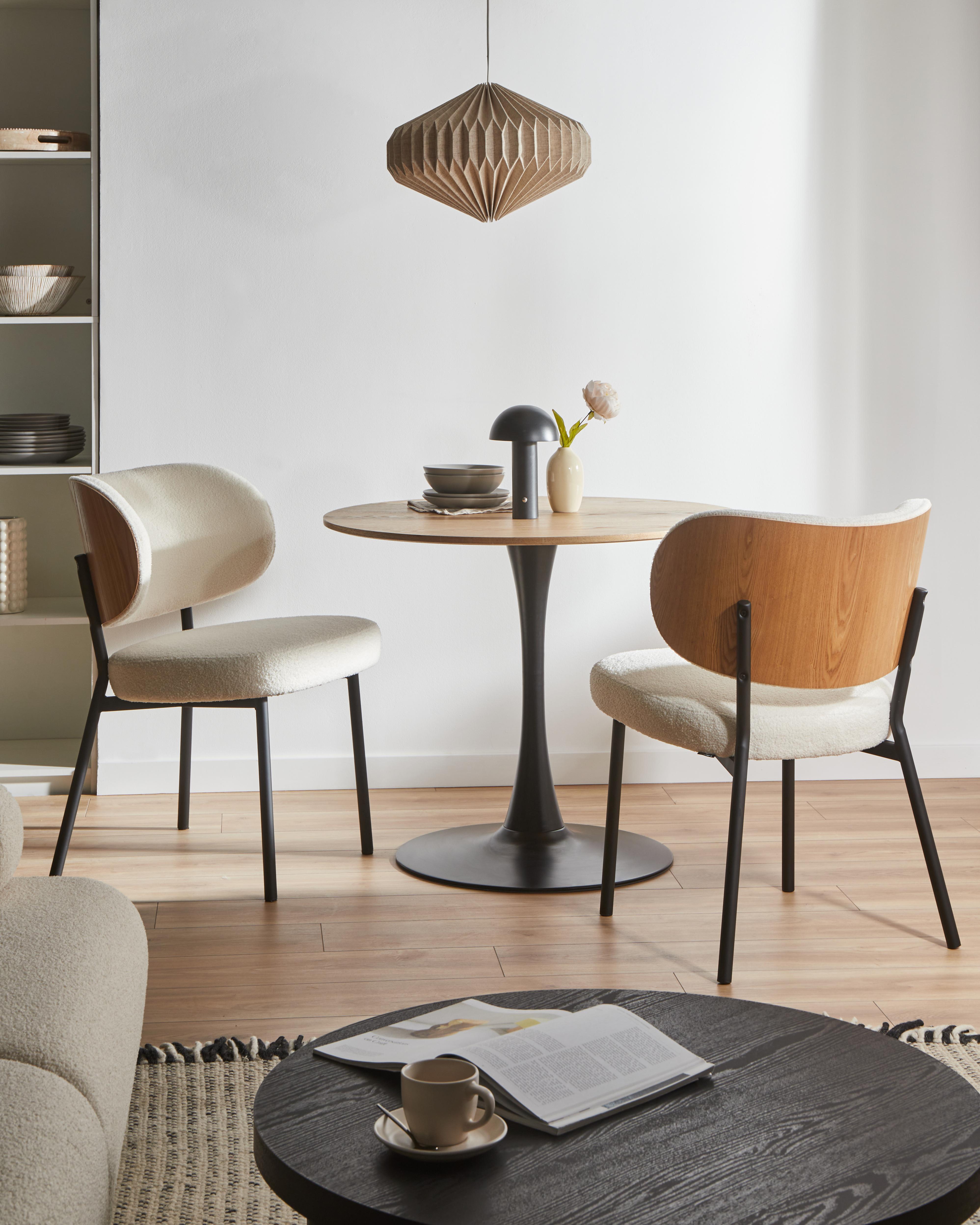 Set van 2 eetkamerstoelen WONDER Bouclé Gebroken wit