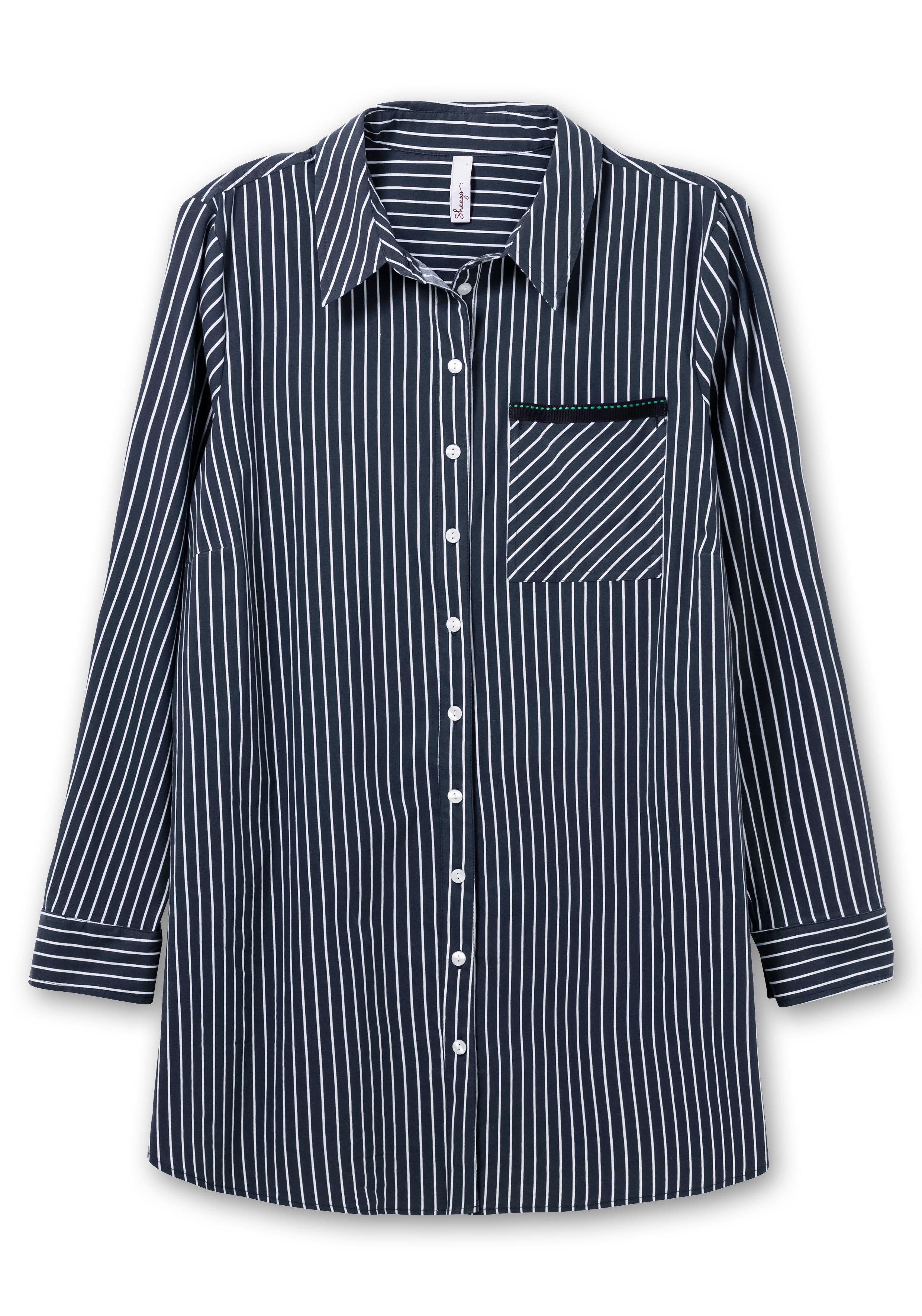 Gestreifte Longbluse in ausgestellter Form