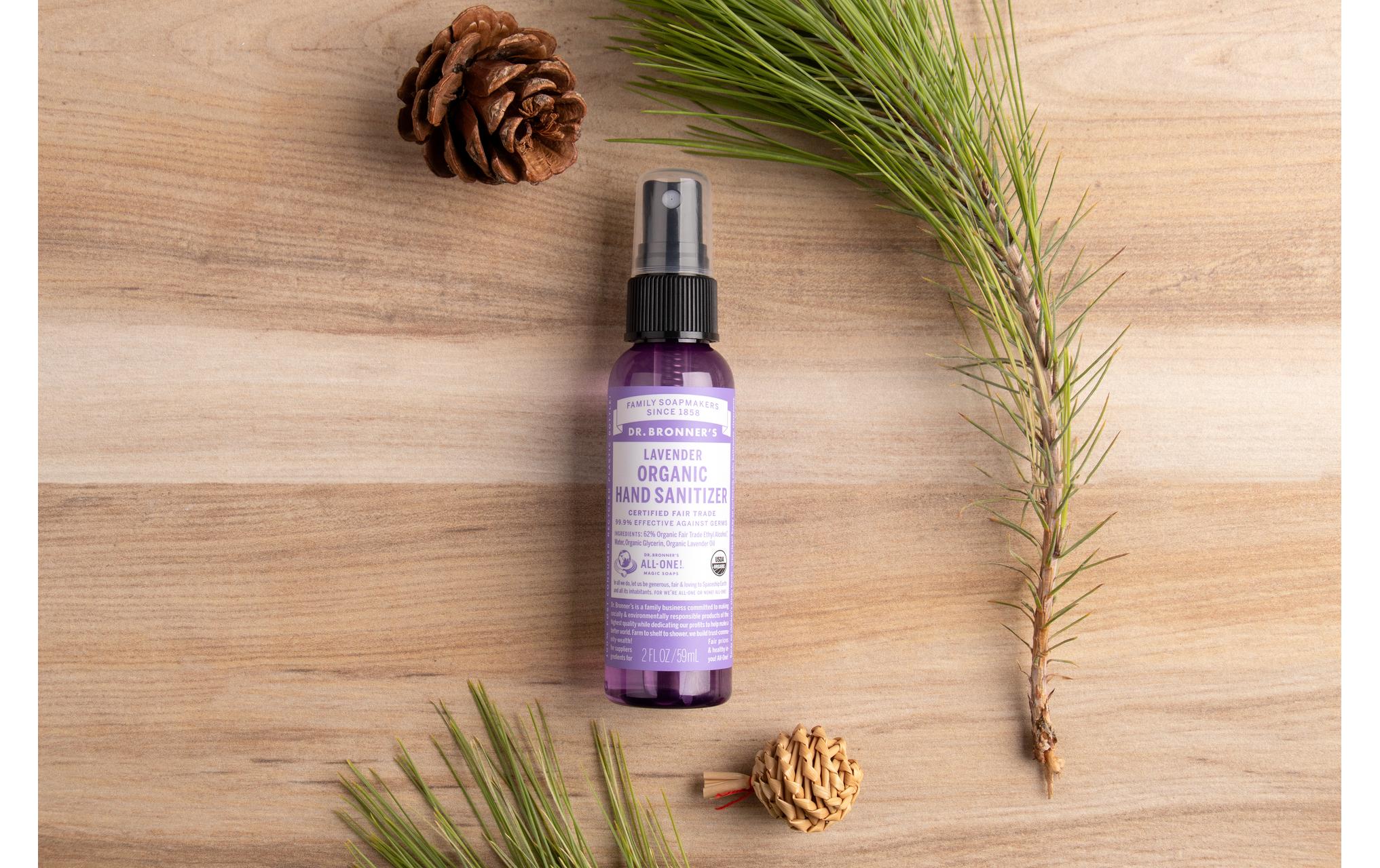 Desinfektionsspray All-One Bio-Lavendel 60 mlNatürliches Händedesinfektionsmittel mit Lavendelöl – Bio und Fair Trade