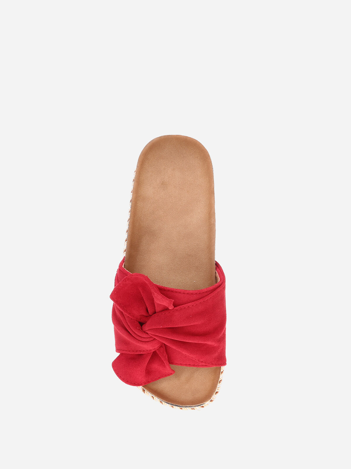 Mules suédine à plateforme motif ethnique- Rouge