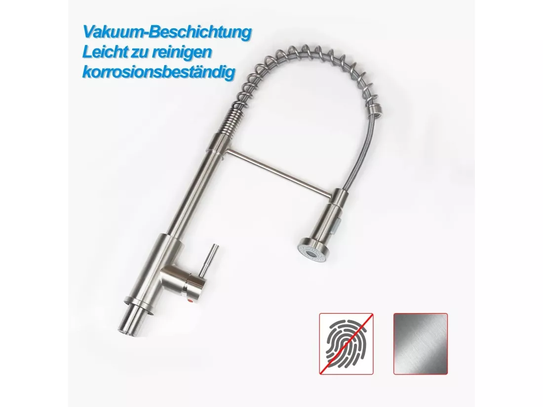 NETTLIFE Robinet de Cuisine avec Douchette Extractible Mitigeur Cuisine Bec Rotatif Mitigeur d'Évier haute pression avec 2 types de jets , Nickel