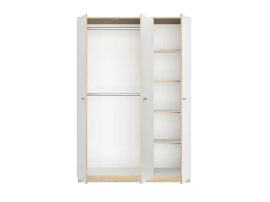 Armoire 3 portes Blanc/Chêne blond - MAILLE