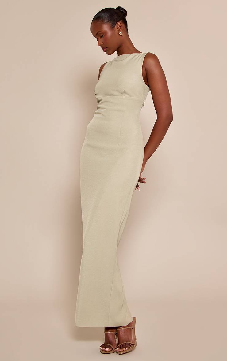 Vert Sauge Robe Maxi Premium À Dos Échancré