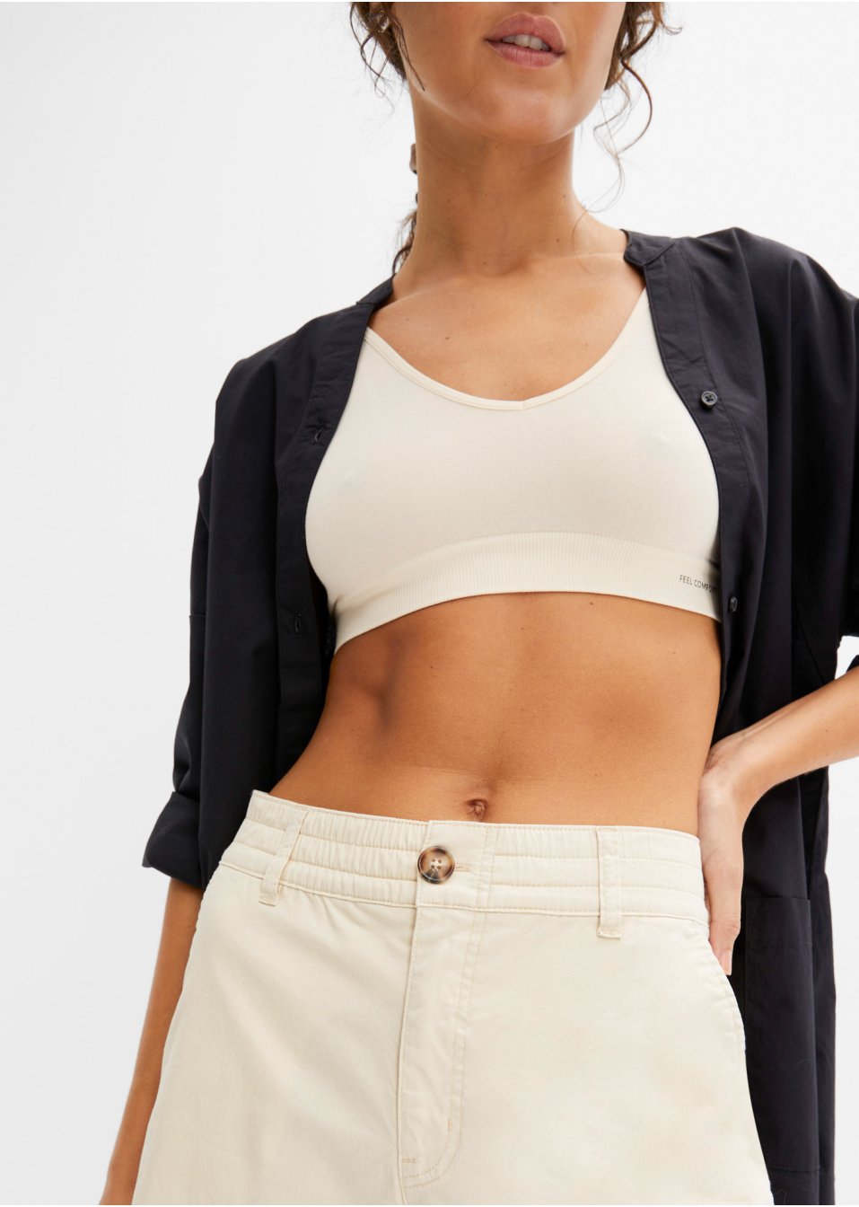 Short en twill taille haute