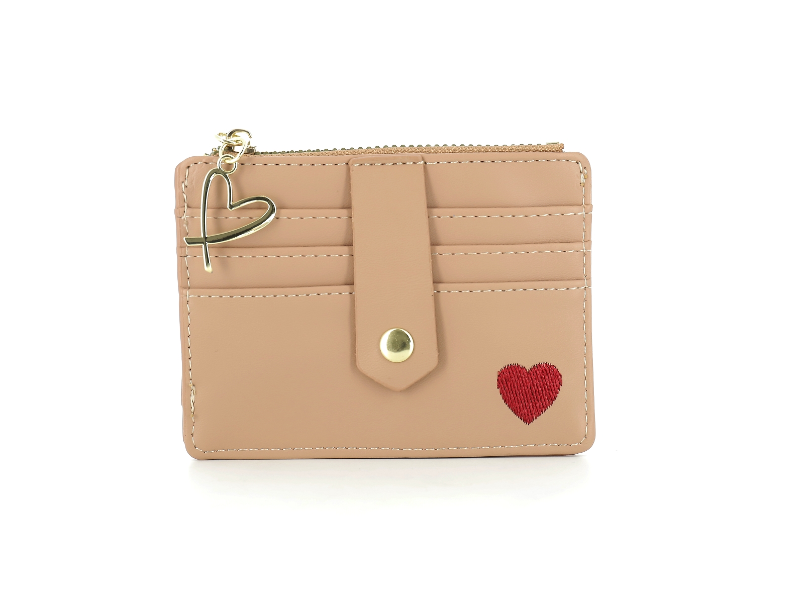M brand-PORTECARTE COEUR Synthétique Taupe