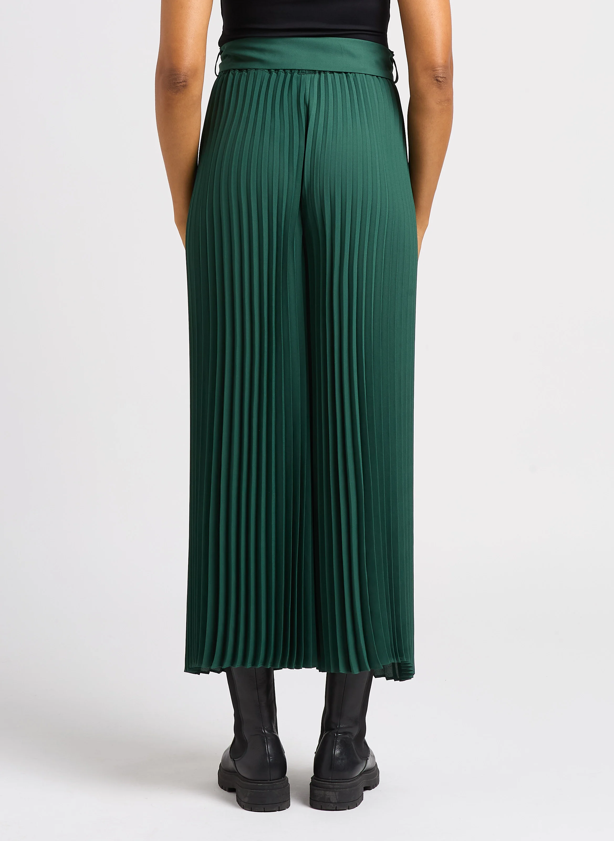 Pantalon large plissé| Vert