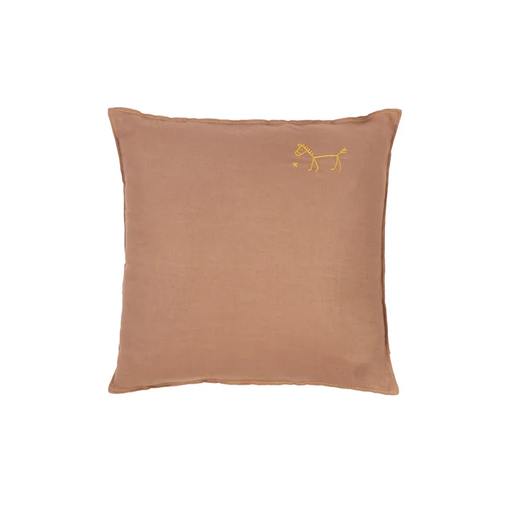 Nobodinoz - L1N0 Kissen, 45 x 45 cm noisette (bestickt)