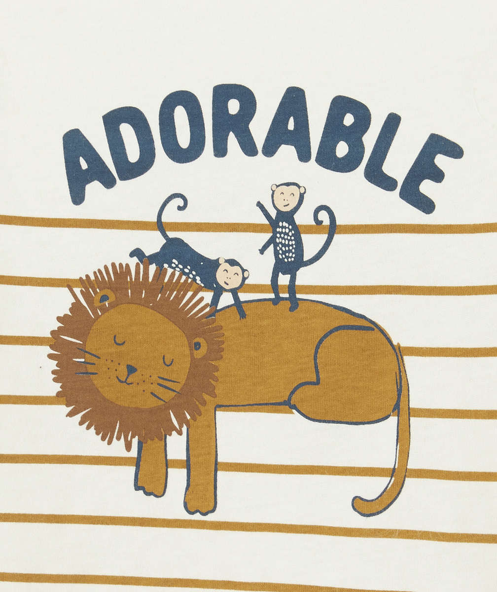 T-SHIRT BÉBÉ GARÇON EN FIBRES RECYCLÉES AVEC LION ET MESSAGE ADORABLE