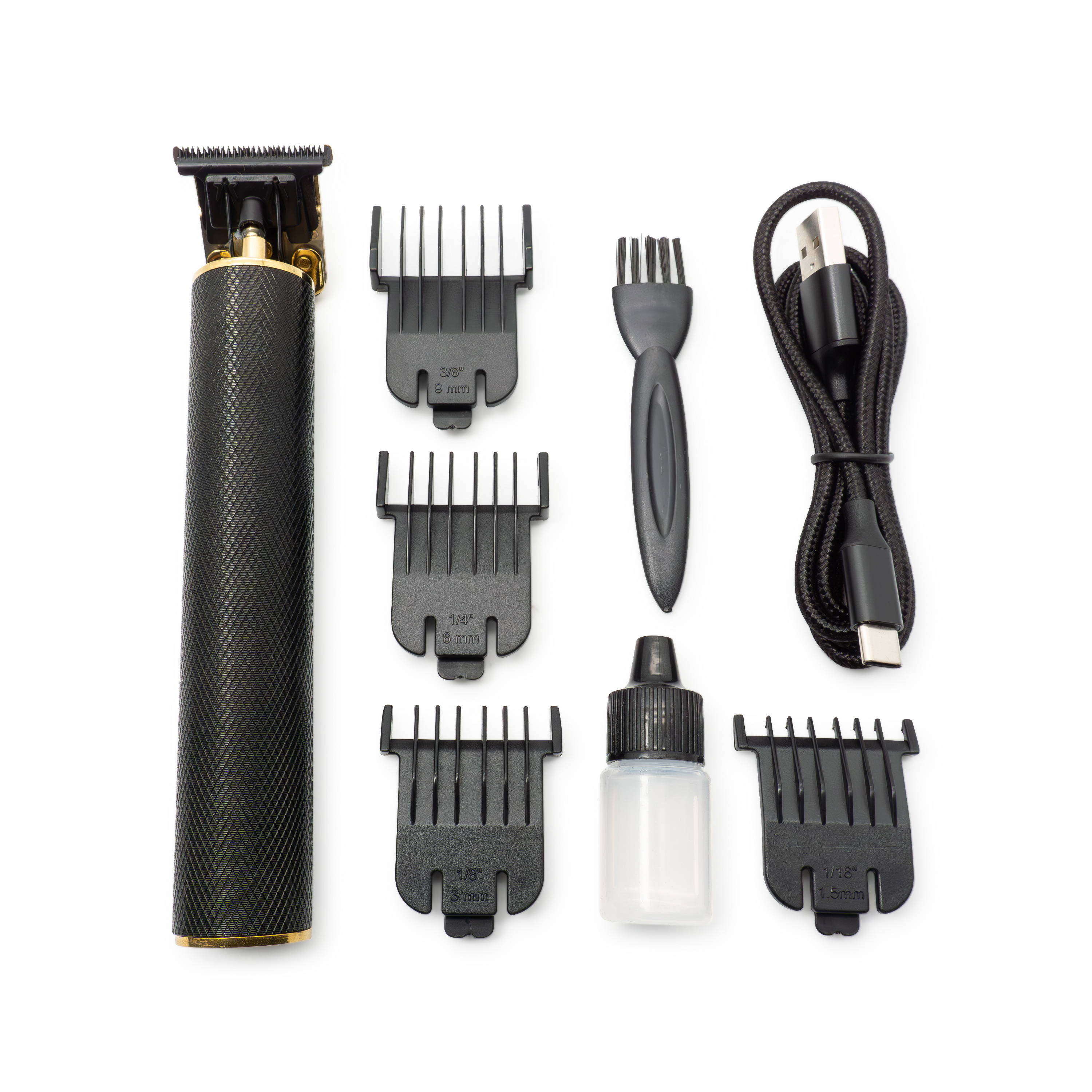 Elektrische Fast Charge USB C Reise Haarschneide Maschine Akku Rasierapparat Barttrimmer (0.5-9mm) - Schwarz
