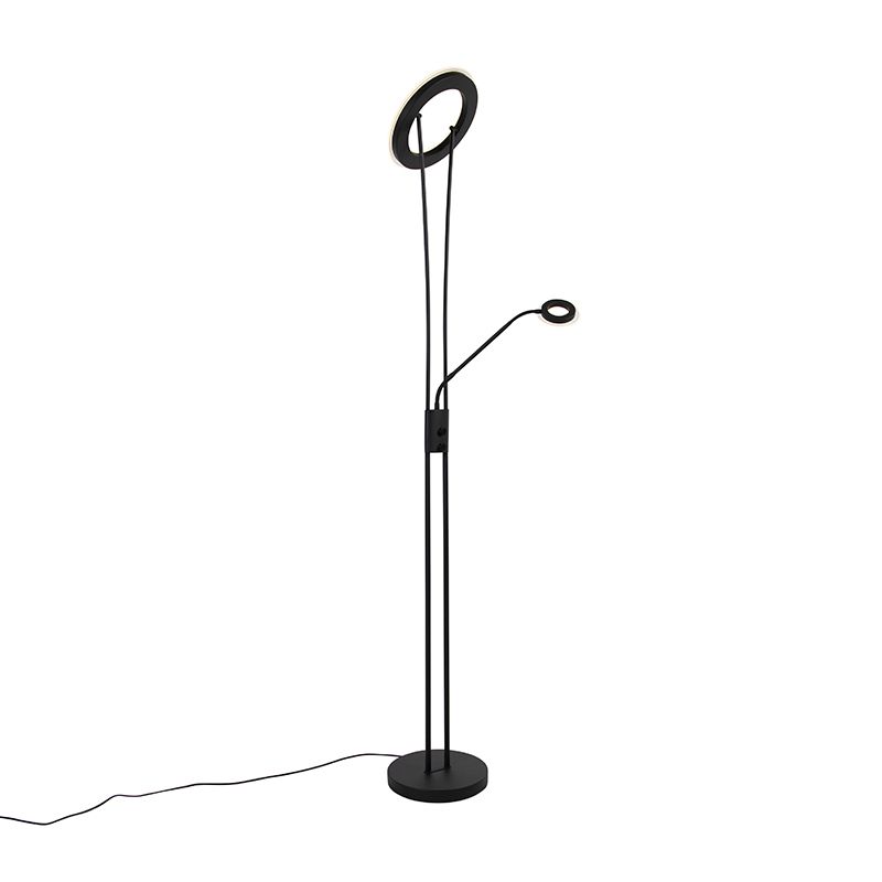 Moderne vloerlamp zwart incl. LED met leesarm - Divine