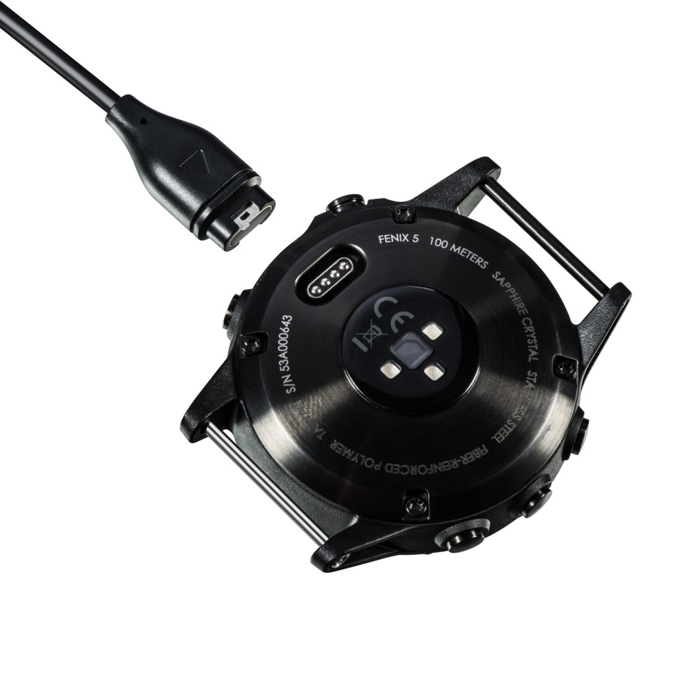 (1m) Garmin Fenix 6X / 6S / 6 / 5X / 5S / 5 / Forerunner 935 / Approach X10 / X40 / Vivoactive 4S USB A Ladekabel Ladegerät Clip - Schwarz