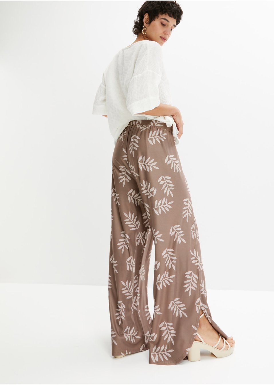 Pantalon style portefeuille en jersey crêpe