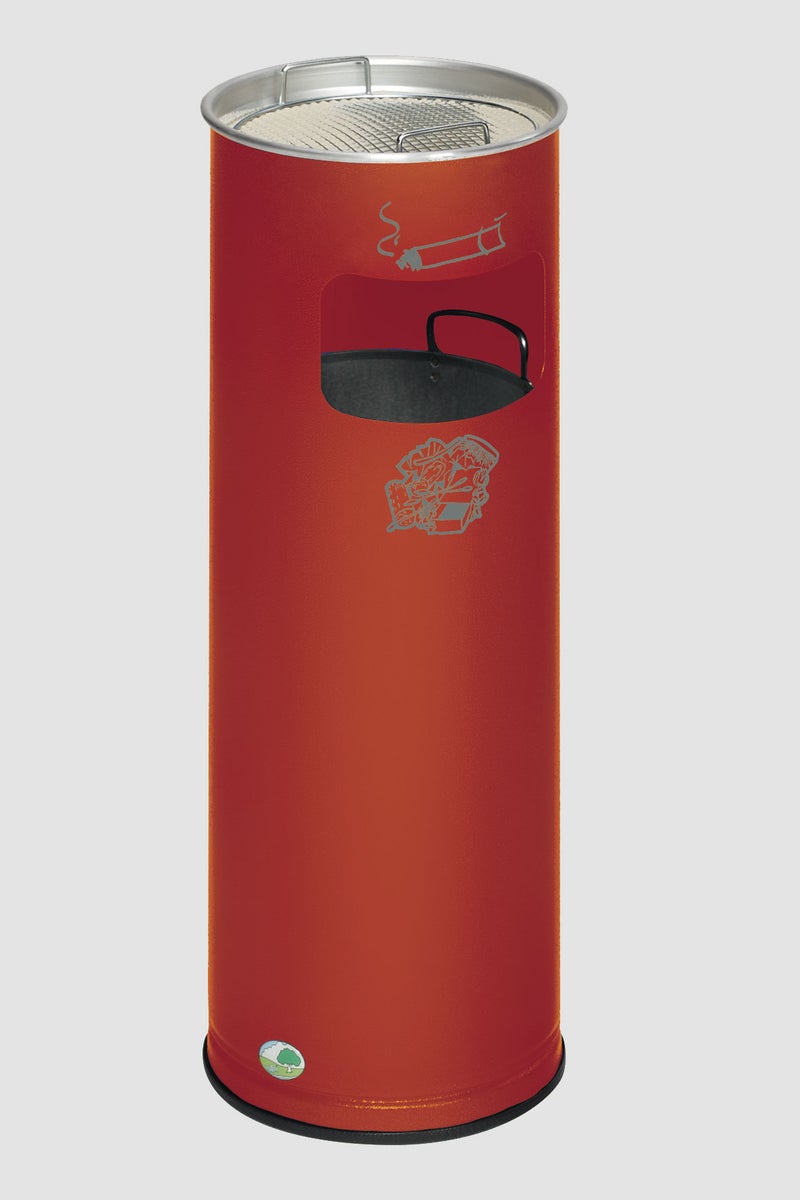PROREGAL Klassieke Combinatie Asbak Rond HxBxD 66 x 23 x 23 cm Gegalvaniseerd Staal Rood