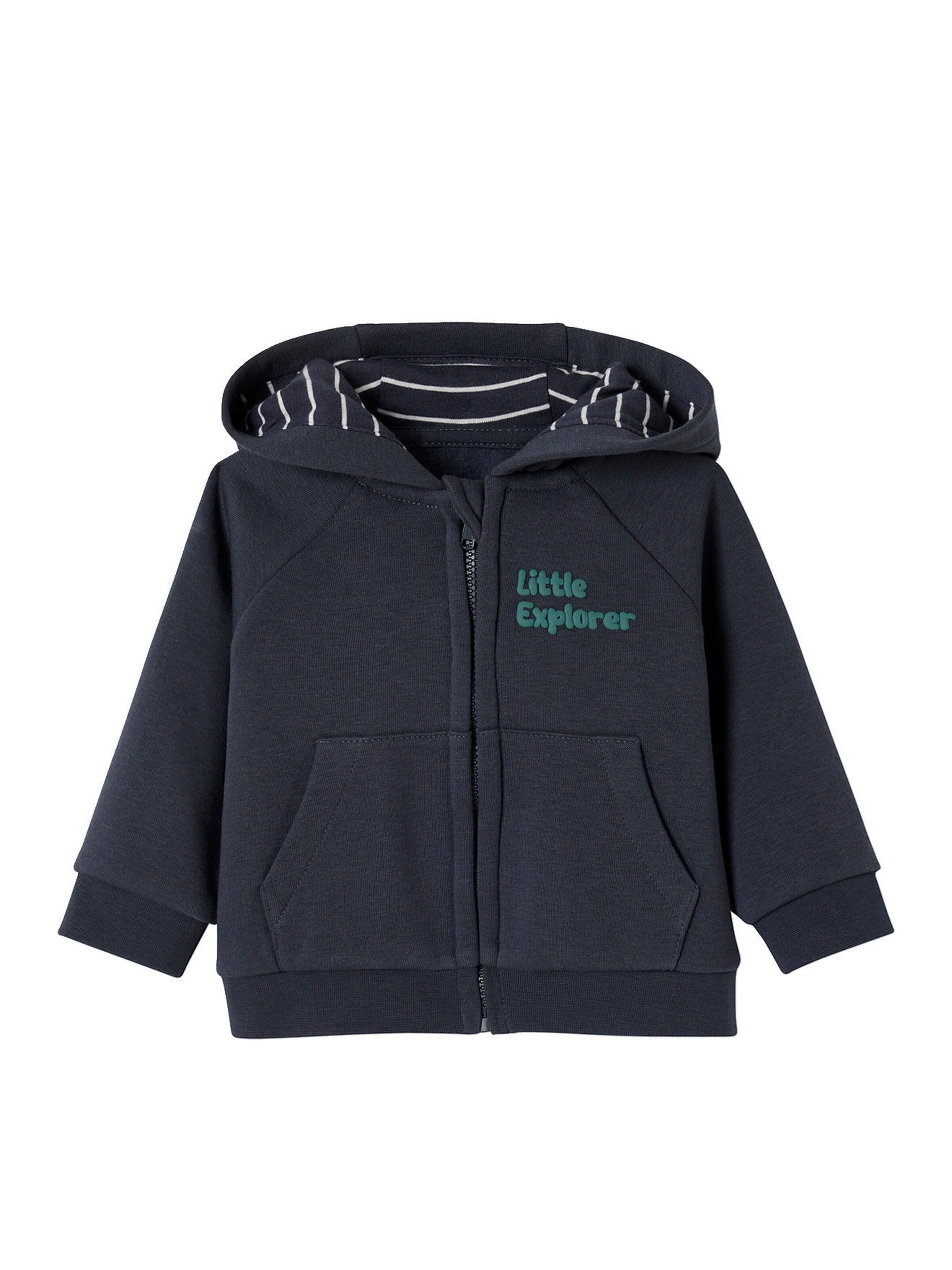 Vertbaudet Baby Kapuzensweatjacke mit Reißverschluss, Recycling-Polyester schieferblau